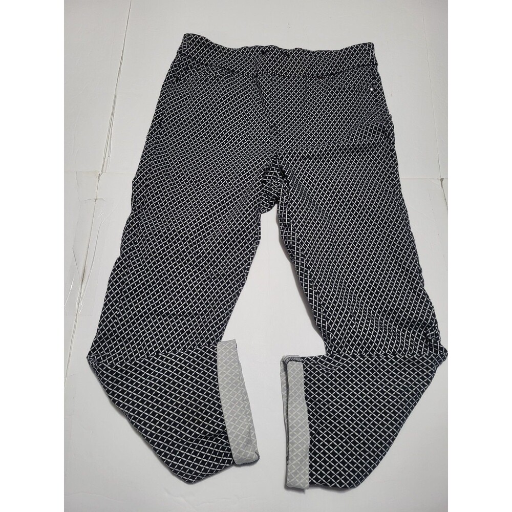 Mario Serrani Women’s Black / White Solid Flat Front Dress Pants Pockets Size S